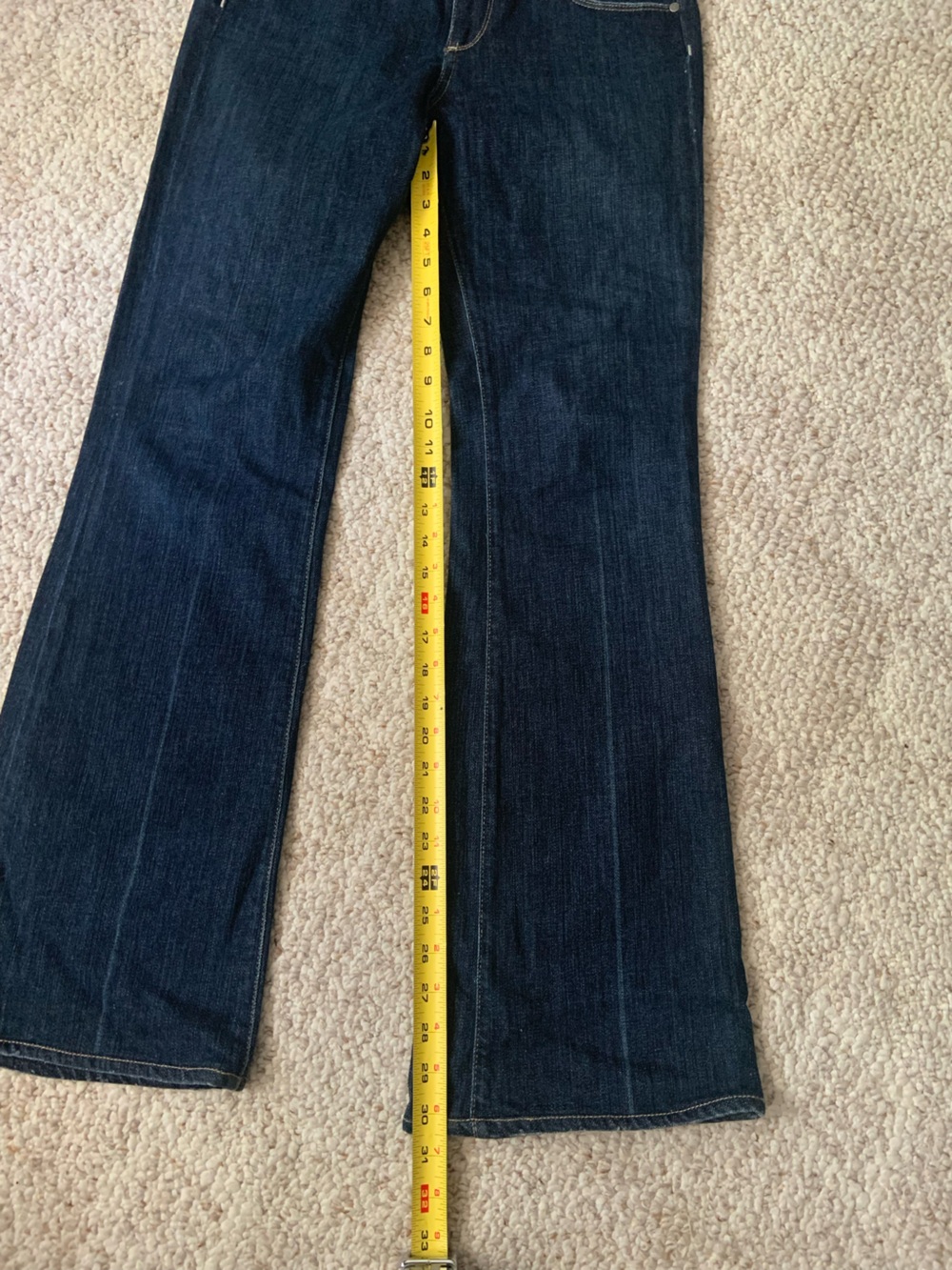 PAIGE Dark Blue Boot Cut Jeans - Classic Back Pocket Detail - Picture 3 of 4